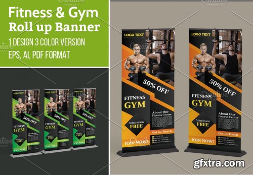 CreativeMarket - Gym Fitness Advertising Roll up 5629669