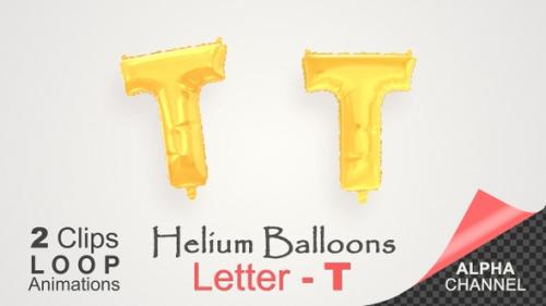 Videohive - Helium Gold Balloons With Letter – T - 34511768