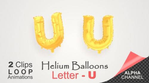 Videohive - Helium Gold Balloons With Letter – U - 34512032