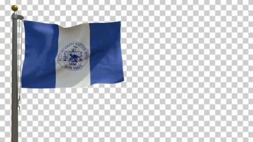 Videohive - Grand Rapids City Flag (Michigan, USA) on Flagpole with Alpha Channel - 4K - 34519648