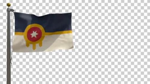 Videohive - Tulsa City Flag (Oklahoma, USA) on Flagpole with Alpha Channel - 4K - 34519651