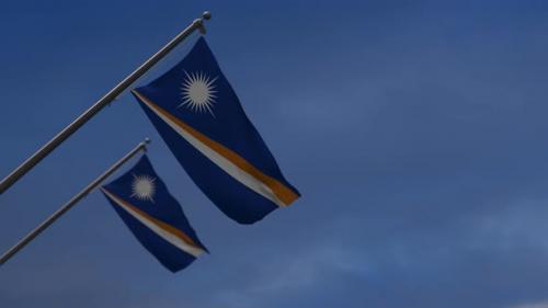 Videohive - Marshall Islands Flags In The Blue Sky - 4K - 34519774