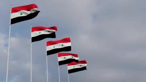 Videohive - Waving Flags Of The Syria blue sky - 34521538