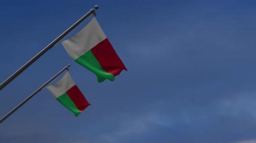 Videohive - Madagascar Flags In The Blue Sky-2K - 34506842