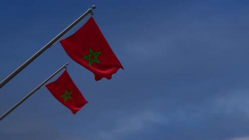 Videohive - Morocco Flags In The Blue Sky- 2K - 34522688