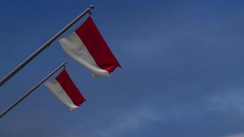 Videohive - Monaco Flags In The Blue Sky - 4K - 34522689