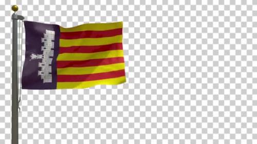 Videohive - Mallorca Flag (Spain) on Flagpole with Alpha Channel - 4K - 34525636