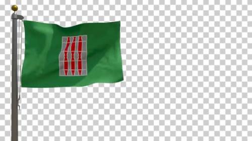 Videohive - Umbria Flag (Italy) on Flagpole with Alpha Channel - 4K - 34525641