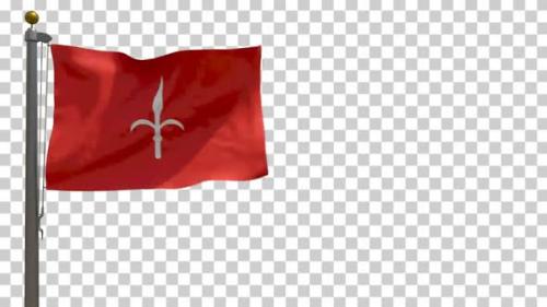 Videohive - Trieste City Flag (Italy) on Flagpole with Alpha Channel - 4K - 34525642