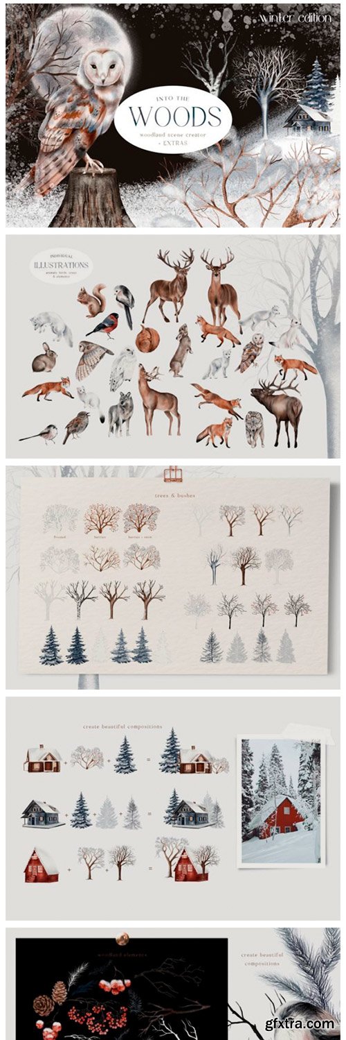 Huge Winter Woodland Scene Creator PNG 18721575
