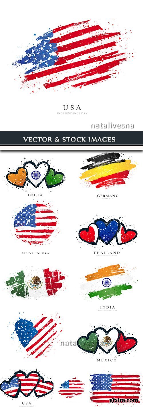 Flags different countries republics country travel symbols