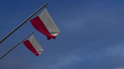 Videohive - Poland Flags In The Blue Sky - 2K - 34546678