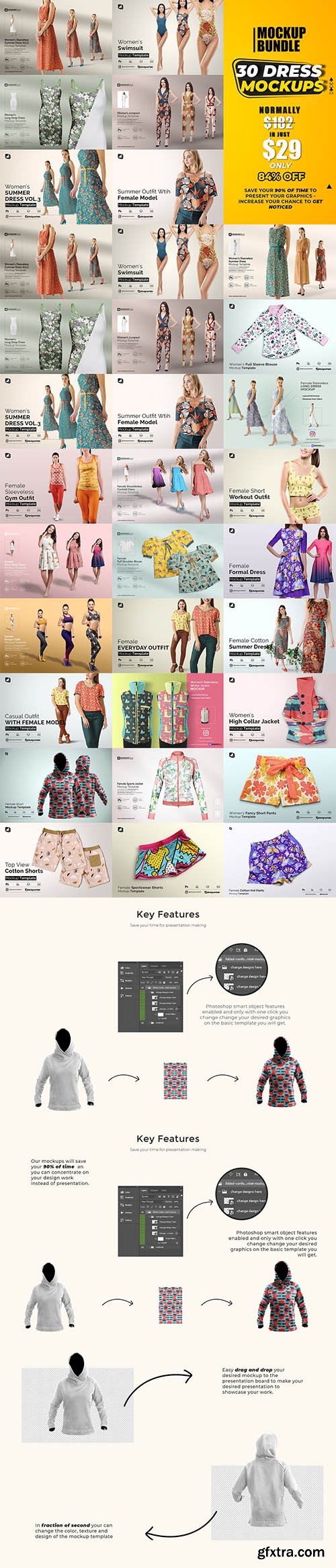 CreativeMarket - BUNDLE | 30+ Dress Mockup Collection 6519385