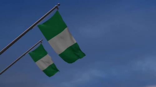 Videohive - Nigeria Flags In The Blue Sky - 2K - 34533179