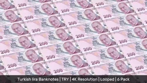 Videohive - Turkey Banknotes Money / Turkish lira / Currency ₺ / TRY/ | 6 Pack | - 4K - 34535978