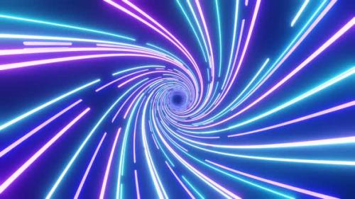 Videohive - Neon Lines Time and Space Warp Wormhole, Science Fiction Background - 34614343