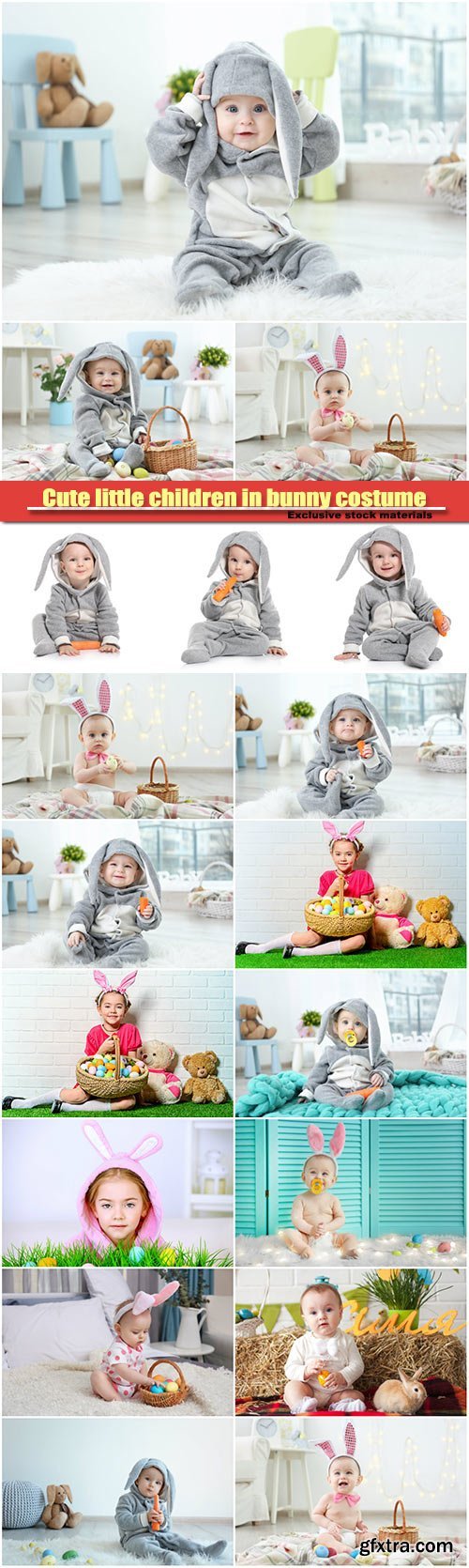Cute little children in bunny costume, Easter holidays