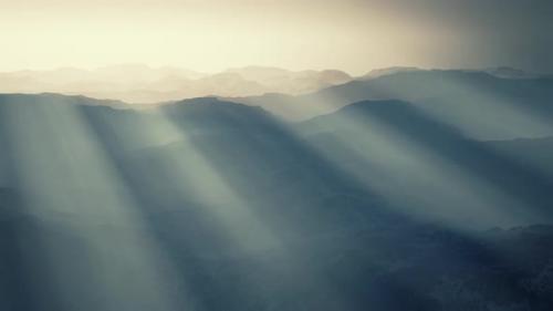 Videohive - Black Rocky Mountain Silhouette in Deep Fog - 34611935