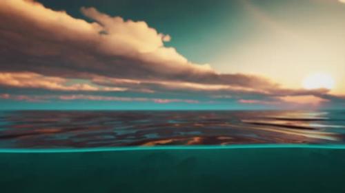 Videohive - Beautiful Day on the Sea with Splitted By Waterline Underwater Part - 34611961