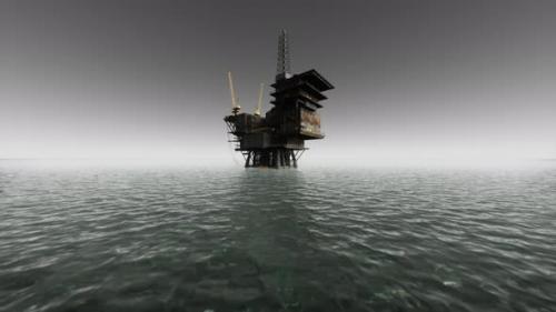 Videohive - Oil Rig and Offshore Vessel at the Sunset - 34612084