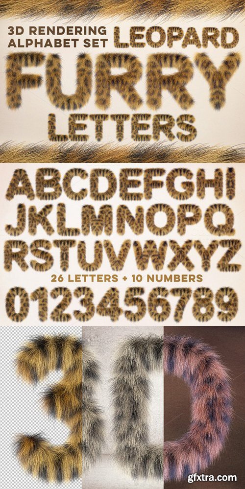 3D Leopard Furry Letters Pack