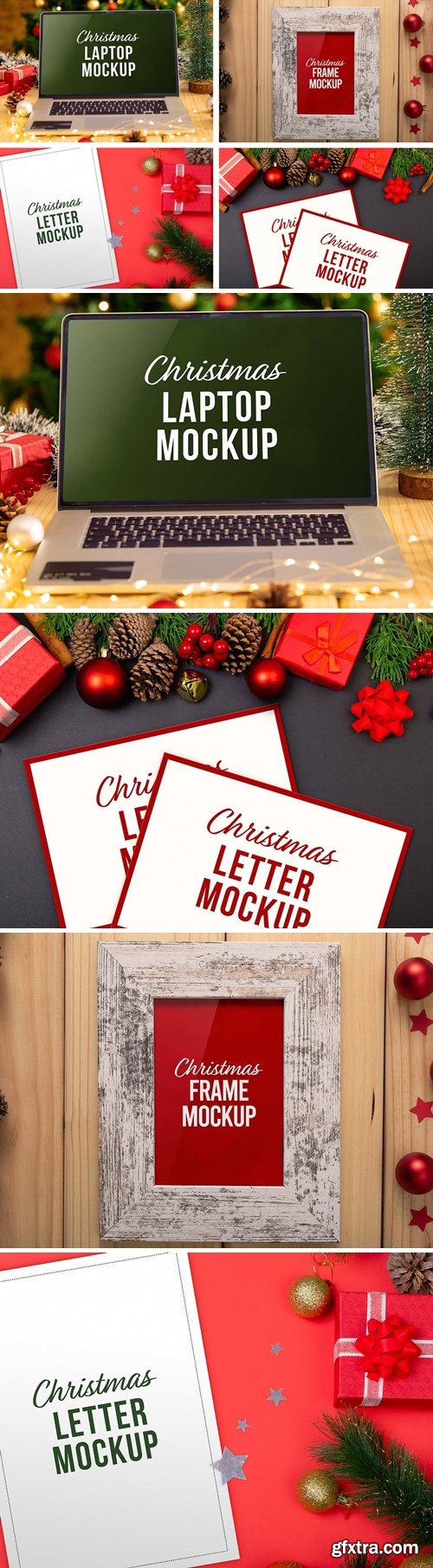 Christmas Laptop, Letter & Frame Mockup