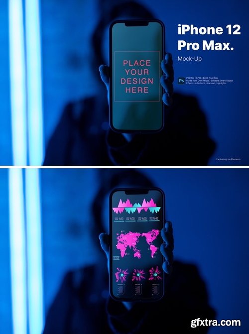 Unrecognizable person hold iPhone 12 in Neon Light