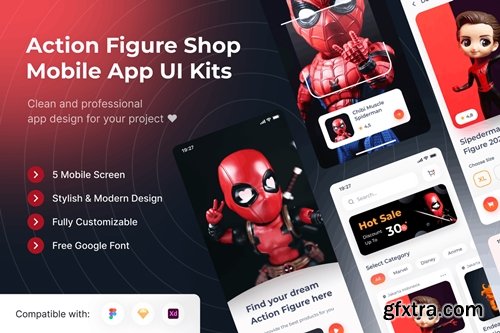 Action Figure Shop Mobile App UI Kits Template