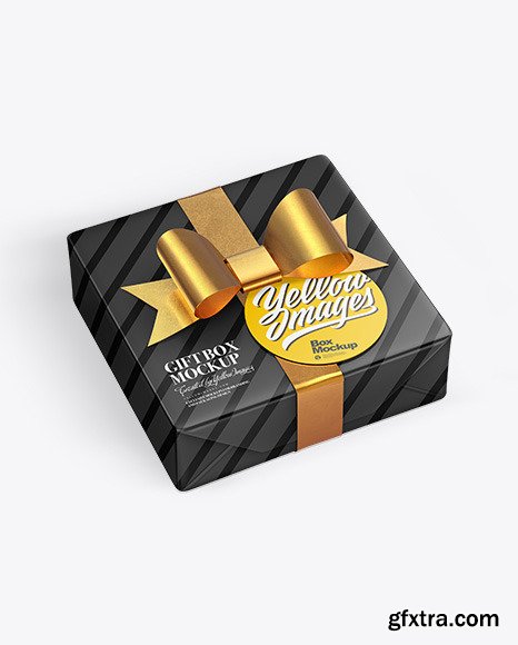 Gift Box w/ Label Mockup 91424