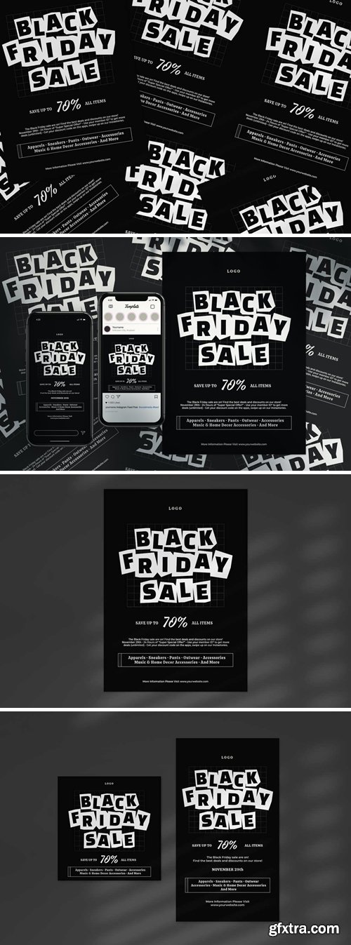 Print Flyer + Instagram Black Friday Grayscale