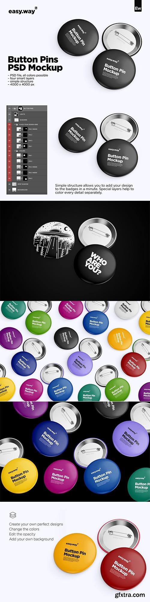 CreativeMarket - Button Pins PSD Mockup 5926539