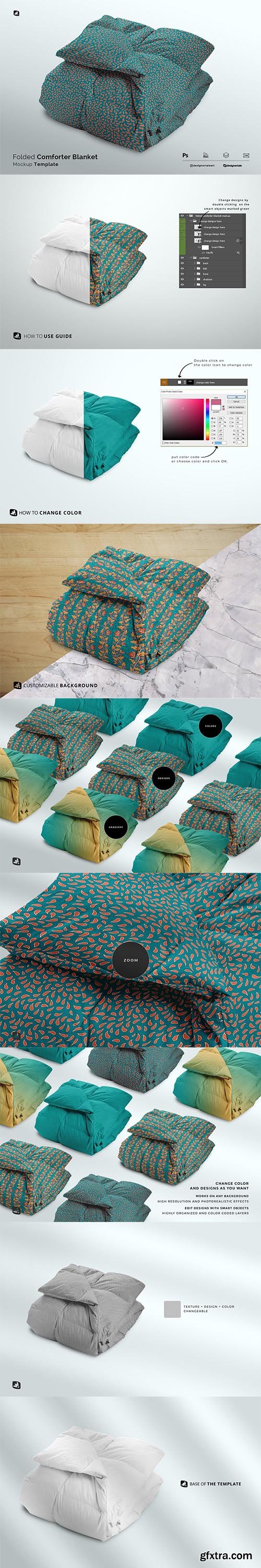 CreativeMarket - Folded Comforter Blanket Mockup 6331688