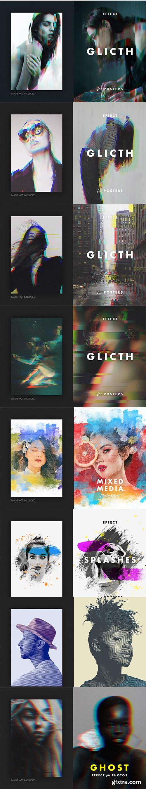 Glitch noise photo effect for poster format
