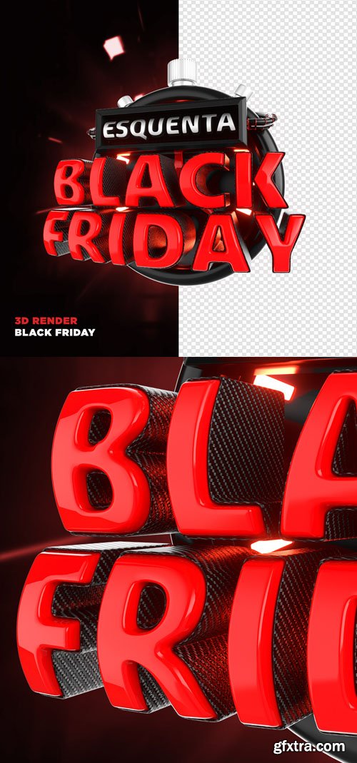 Black Friday Label - 3D Render PSD Template