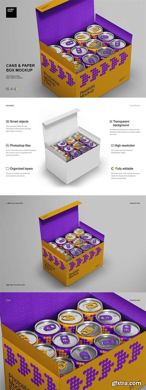 CreativeMarket - Cans and Paper Box Mockup 6671306