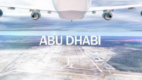 Videohive - Commercial Airplane Over Clouds Arriving City Abu Dhabi - 34924452