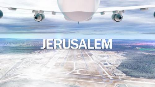 Videohive - Commercial Airplane Over Clouds Arriving City Jerusalem - 34924455