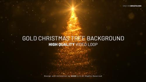 Videohive - Gold Christmas Tree Background - 34935072
