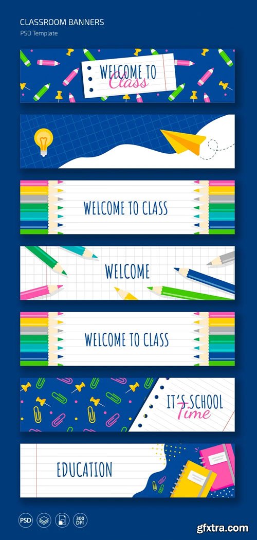 Education Classroom Banners PSD Templates