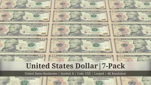 Videohive - United States Dollar | United States Currency - 7 Pack | 4K Resolution | Looped - 34859212