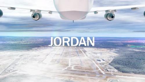 Videohive - Commercial Airplane Over Clouds Arriving Country Jordan - 34857754
