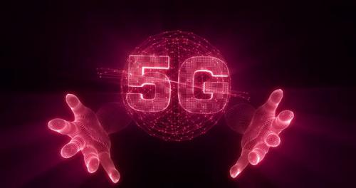 Videohive - hand on 5G Global network world map digital artificial intelligence Ai technology Data cloud red - 34858218