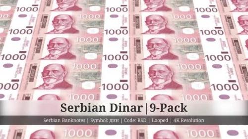 Videohive - Serbian Dinar | Serbia Currency - 9 Pack | 4K Resolution | Looped - 34858395