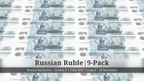 Videohive - Russian Ruble | Russia Currency - 9 Pack | 4K Resolution | Looped - 34858401
