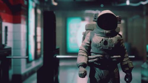 Videohive - Astronaut at Underground Metro Subway - 34961794