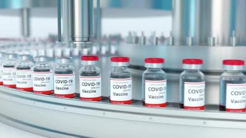 Videohive - Covid19 Vaccine Mass Production and Conveyor Line on Pharmaceutical Factory - 34936756