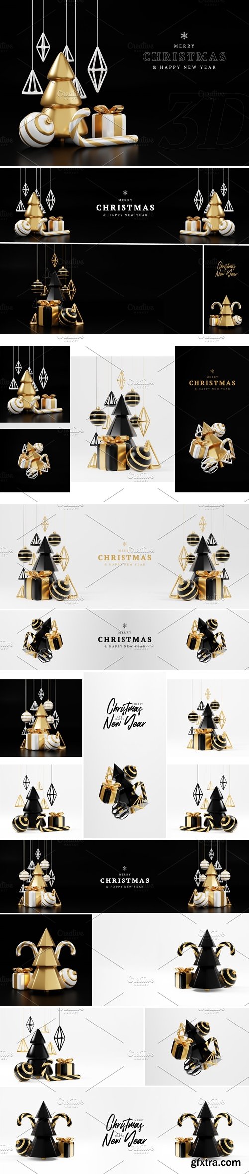 CreativeMarket - 3d render Christmas illustrations 6666195
