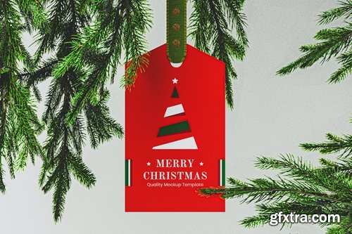 Gift Tag Mockup, Christmas label mockup Template