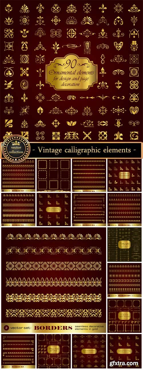 Vintage borders, frames and calligraphic elements vector