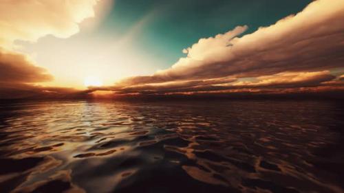 Videohive - Beautiful Red Sunset Over the Ocean - 34931142